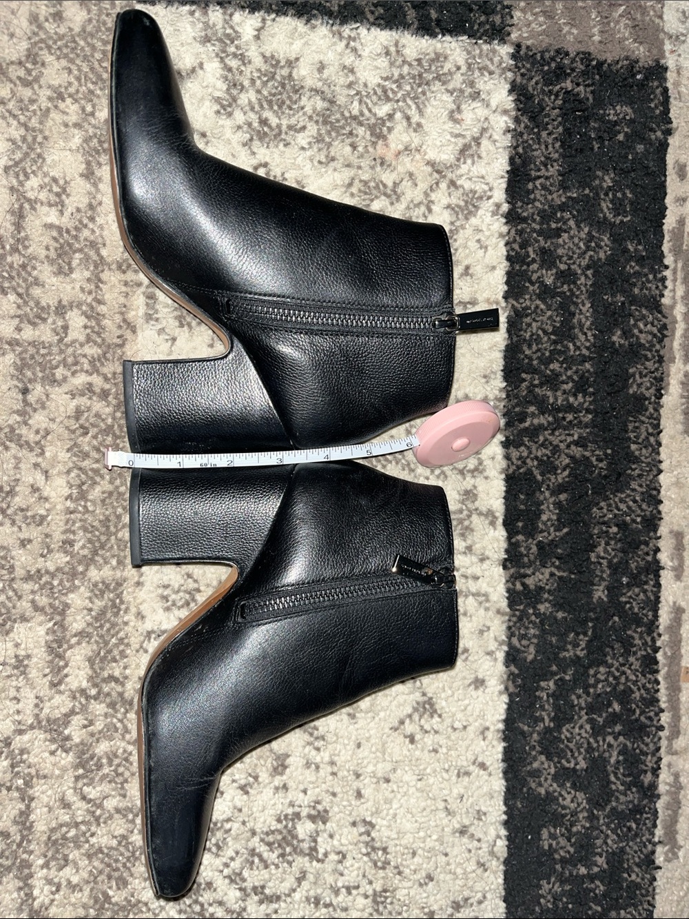 Michael Kors Black Leather Ankle Booties with Block Heel (NO Shoe Box)